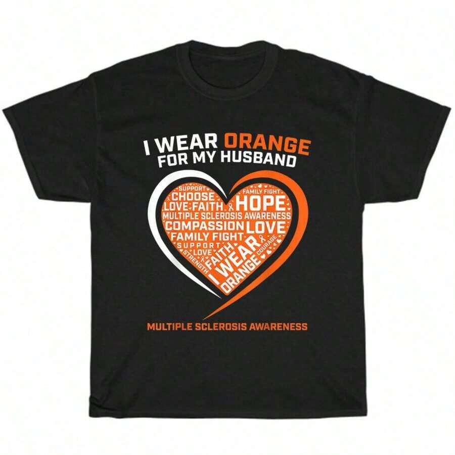 Me Pongo Naranja Por Mi Esposo, Camiseta de Concientización sobre la Esclerosis Múltiple, Regalo Unisex. - Negro 8 - Ver 1