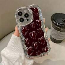 Tema de amor de corazón rojo oscuro brillantefunda de teléfono Fundas compatibles con ,Apple,VIVO,OPPO,,, y Honor.Fabricadas en silicona TPU,ofrecen protección contra golpes y caídas.regalos para mamá - Plateado - Ver 2