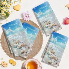 1pc/2pcs/4pcs Polyester Kitchen Towels, Beach Starfish And Shell Print, Soft Fabric, Highly Absorbent And Quick Drying, Washable And Reusable, Suitable For Kitchen Cleaning - Multicolor - View 13