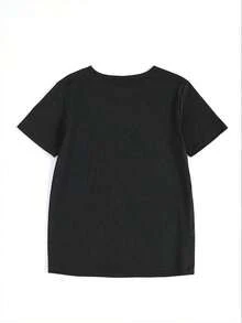 1 pieza Camiseta Casual de Manga Corta con Cuello Redondo para Mujeres - Estampado Gráfico Neurodivergente con Símbolo de Infinito, Arcoíris y Estrellas, Ajuste Cómodo, Microelástica, Esencial para Primavera/Verano, Lavable a Máquina, Camiseta Estampada Divertida |   Camiseta de tela suave, camisetas de mujer 180g 100% algodón suave, camiseta deportiva para mujer, camiseta de fitness para mujer. - Negro - Ver 4