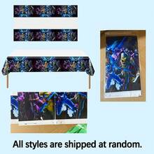 1pc Disposable PE Tablecloth With Neon Blue Purple Character Print, Alien Skin, Mech Knight, X-Shaped Light Pattern For Birthday Party Dessert Table Decor Random Style - Multicolor - View 6