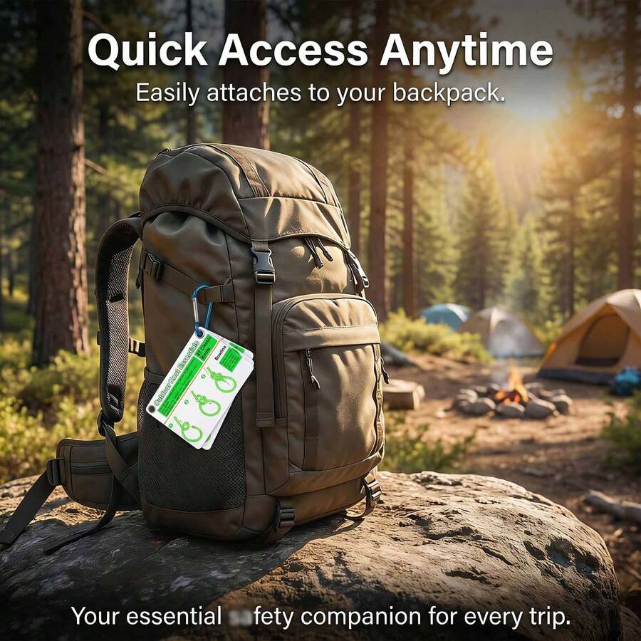 27 Common Knot Tutorial Instruction Cards, Outdoor Knot Reference Guide - Suitable For Various Knots, Comes With Mini Storage Buckle. Perfect For Emergency Kits, Sailing, Camping And Emergency Situations, Great Gift For Outdoor Adventures.