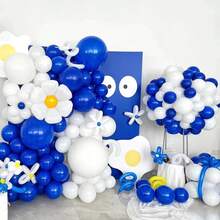 31pcs/Set Royal Blue And White Latex Balloons, 10 Inch With Ribbons, For Birthday, Graduation, Anniversary, Wedding, Bridal Shower, Party Decorations - Set - View 4