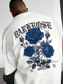 Men's Short-Sleeved T-Shirt With Rose Print, Simple And Versatile, By Zrgoth. - White - View 2
