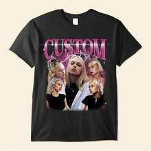 Tu Camiseta con Texto Personalizado,Custom Your Own Bootleg Shirts,Custom Bootleg Rap tee,Regalo de Cumpleaños - Negro - Ver 5