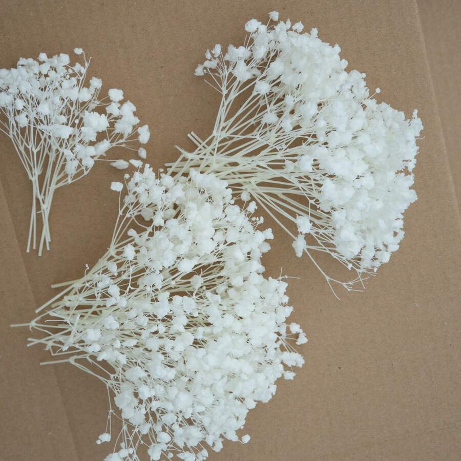25/52/102/298 支装白色迷你仿真干满天星,可用于花瓶填充,适用于婚礼、家居、办公室、派对、花园、卡片制作、DIY装饰 - 白色 - 查看 1