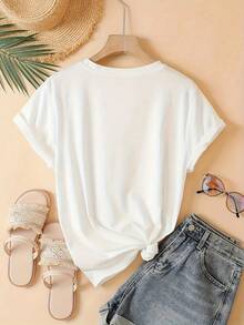 Women's T-Shirt For Spring And Summer - White - View 2