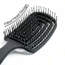 1pc Black Boomerang Shaped Flexible Wide Tooth Comb, Suitable For Thick, Wet, Dry, Oily, Curly Hair, Curly Hair Products - Black - View 6
