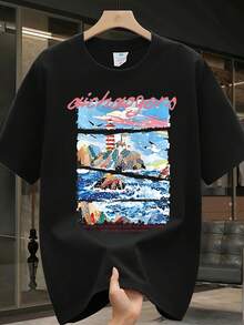 Camiseta de manga corta para hombre,% algodón, de marca de moda, estilo casual de verano, talla, corte holgado, prenda versátil adecuada para todas las estaciones. Se puede usar como capa base en primavera y otoño o sola en verano. Estilo unisex, perfecta para amigos. Camiseta de marca de moda,% algodón y de peso pesado. - Negro - Ver 12