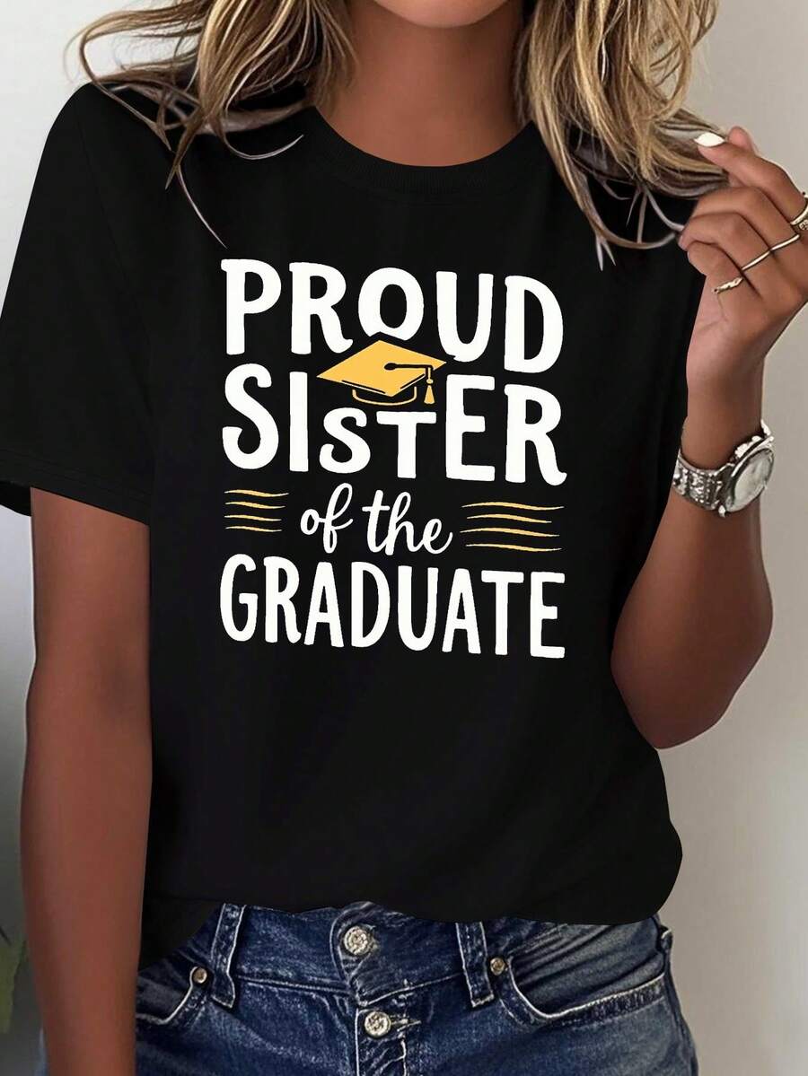 Graduation Season: Comfortable T-Shirts For Proud Sisters. - Black - View 1