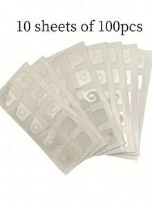 50/100pcs Self-Adhesive Loose-Leaf Binder Hook Labels With Round Hole, For DIY Notebook, Journal And Photo Card Organization, Loose-Leaf Binder Labels - Clear - View 6