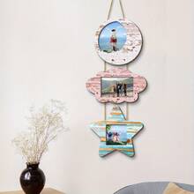 1 Set Decorative Modern Wooden Wall Hanging Photo Frame, Lightweight Wall-Mounted Picture Frame, Suitable For Home And Birthday Party Decor - Pink - View 1