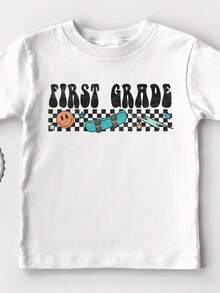 Camiseta para Niños de Primero Grado - Camiseta para Niños de Regreso a la Escuela - Camiseta Retro y Moderna para Niños - Blanca, Ropa Diaria Elegante y Sencilla, Tops de Moda Fáciles de Combinar, Ropa Universal para Viajes, Fiestas y Ocio para Damas - Blanco - Ver 8