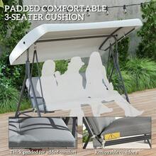 3 Seater Garden Swing Chair, Patio Rocking Bench With Tilting Canopy, Removable Cushion - Brown - View 7