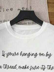 Camiseta de Cuello Redondo para Mujer con Estampado Gráfico de Versículos Bíblicos y Símbolos de Fe Cristiana - Blanco - Ver 4