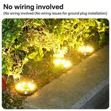 6入組太陽能地燈，太陽能路徑燈，8LED升級版戶外亮光花園景觀照明燈，適用於庭院、露台、草坪、走道、節日裝飾 - [6個裝]暖光 - 查看 6