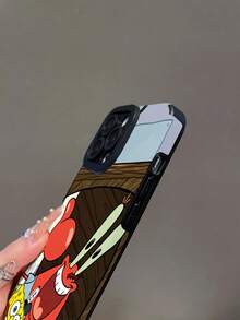SpongeBob SquarePants 1pc Fashionable Creative Smiling Crab - Pattern, Vertical Striped Protective Phone Case Compatible With Samsung/Apple 17/16/15/14/13/12/11Pro Max/12Pro/14Plus And Other Models - Multicolor - View 6