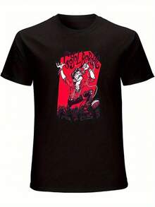 Sudadera moderna con un diseño de cuello casual y estampado de anime, perfecta para el verano.Esta camiseta unisex de manga corta y cuello redondo presenta patrones punk rock inspirados en Gogol Bordello y Manu Chao.Álbum de la Copa Mundial 2026, tops, camisetas de mujer, ropa de hombre. - Negro - Ver 6