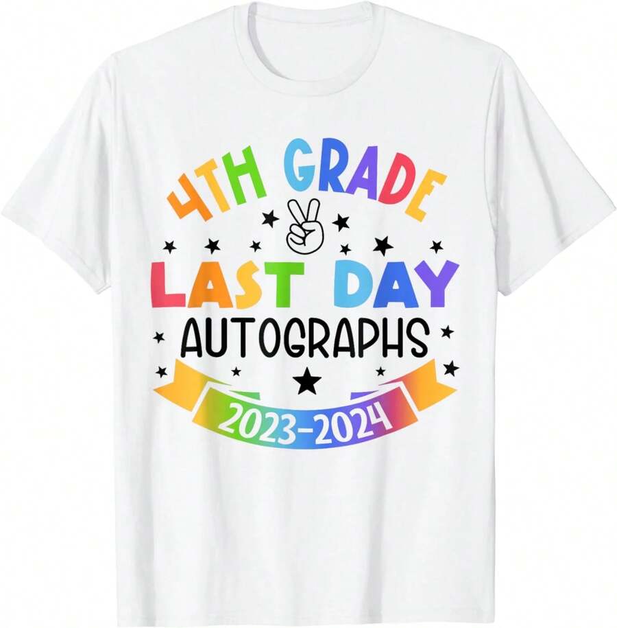 Camiseta para la Fiesta de Graduación del Cuarto Grado, Último Día de Clases 2024 - Blanco - Ver 1