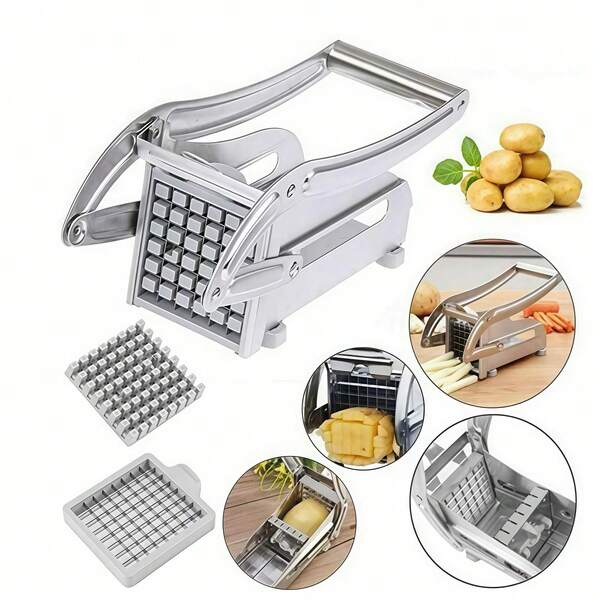 Cortador Batata Palito Fatiador Legumes Inox Manual Verduras Frutas Fatiador Portátil Profissional