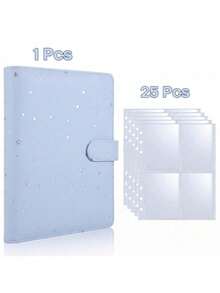 1 Set A5 Star & Moon Pattern PU Leather Loose-Leaf Photo Album, Includes 25 Inner Pages, High-Value Idol Collecting Album, DIY Card Collection Album, Suitable For Loose-Leaf Folder Card & Photo Storage - Multicolor - View 12