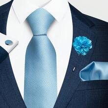 AlanKing 4-Piece Set: Solid Color Necktie, Pocket Square, Cufflinks And Lapel Pin, Suitable For Formal Business, Wedding Ceremonies, And Casual Outfits - Color Mixing - View 10