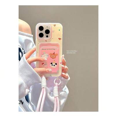 SANRIO 1件全新独特粉黄撞色多巴胺设计，小动物图案卡套，适用于
