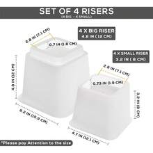 Bed Riser, 3 & 5 Inches Adjustable Furniture Risers For 8 Inch Combined Furniture Lift, Perfect For Dorm Rooms & Under Bed Storage, Heavy Duty 1,300 Lbs Support, 4 Set Black - White - View 5
