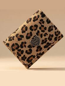 New Retro Fashion Leopard Print Small Wallet For Women, High-End Feel, Caring Hardware Small Three Fold Wallet, Multi Card Slot Card Bag - Brown - View 5