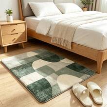 1 buah Karpet Motif Abstrak Setengah Lingkaran Geometris Bertekstur Warna Hijau Sage, Krem, Beige, Alas Persegi Panjang Flanel Lembut, Alas Anti Selip Serat Poliester, Menyerap Air Cepat Kering, Dapat Dicuci dengan Mesin, Cocok untuk Lorong, Kamar Mandi, Kamar Tidur, Dapur, Gaya Minimalis Modern, Penggunaan Sepanjang Musim - 1PC - View 16
