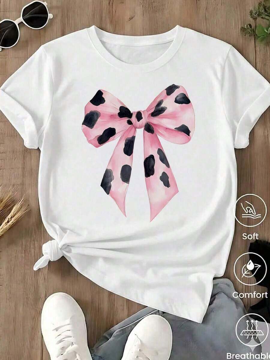 Unisex Casual One-Piece T-Shirt! The Women's Version Features A Classic Black Base With A Leopard And Lion Print, Offering A Retro-Chic And Versatile Style. Effortlessly Create A Casual Urban Look, Suitable For Everyday Wear, Vacations, And Leisure Activities. - 白色的.... - 查看 1