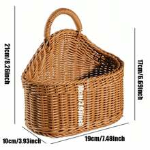 Wall Mounted Hanging Basket Imitation Rattan Fruit Vegetable Organizer Kitchen Storage Holder Home Decor Rack Container Sundries Shelf - MULTI - View 24
