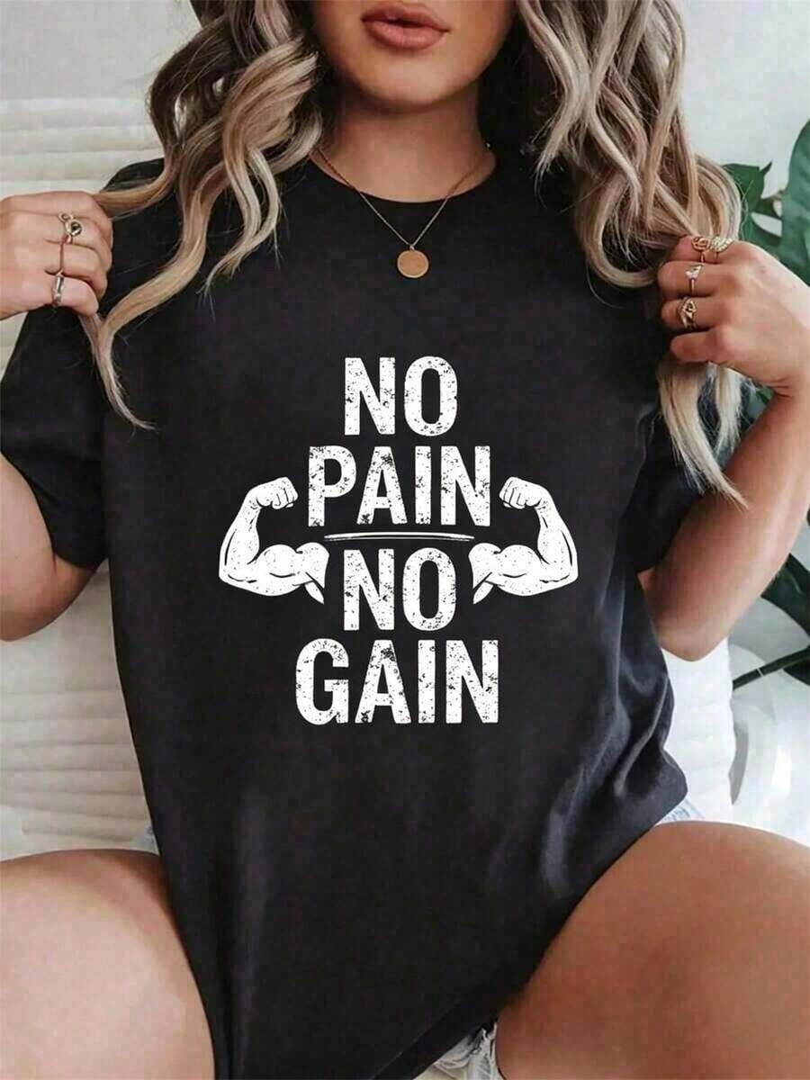 1 Piece, 100% Cotton, Women's Short Sleeve Graphic T-Shirt With Jesus Lifting Weights Print, For Gym, Weightlifting, Deadlift, Casual Style, Summer T-Shirt For Women, 180g, 100% Cotton. - 黑色 2 - 查看 1