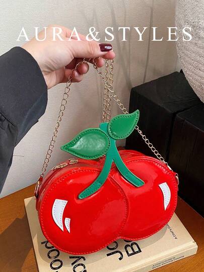 New Spring/Summer Creative Cherry Shape Shoulder Crossbody Bag, Cute Personalized Chain Handbag For Women