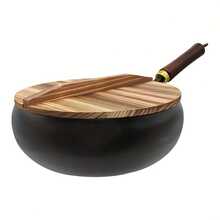 1pc Potbelly Cast Iron Pan with Lid, Multipurpose Frying And Searing, Splash-Resistant Design, Rust-Proof Durable Construction And Even Heat Distribution, Pans for Cooking - Übersicht 4