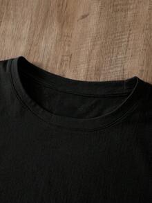 Women's Casual Summer T-Shirt, Round Neck, Short Sleeve, Polyester, Regular Fit, With Heart Print, Ideal For Lounging At Home, Parties And Casual Wear. - 黑色 - 查看 4