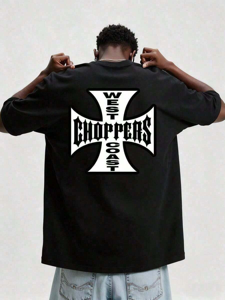 West Coast Choppers Men's T-Shirt With A Print That Represents A Reverence For Custom Motorcycle Culture And A Quest For The Free Spirit, Embodying A Lifestyle With 100% Cotton - 黑色 - 查看 1