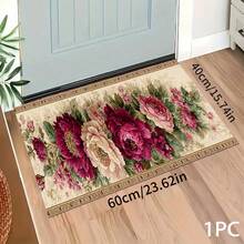 1pc 2D Floral Pattern Printed Rug, Long Doormat Series, Indoor Entrance Mat, Bedroom Bedside Mat, Kitchen Mat, Suitable For Living Room, Laundry Room, Bathroom - Multicolor - View 11