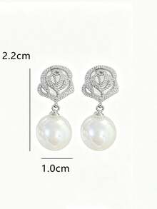 1 Đôi bông tai ngọc trai giả hình giọt nước chất lượng cao dành cho cô dâu, trang sức cưới, trang sức cho phù dâu, trang sức lễ hội. - Bạc - Xem 6