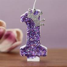 1PC Purple Crown 0-9 Number Birthday Candle Creative New Style, Rhinestone Crown, Suitable For Cake Decoration, Dessert Table, Party Birthday Celebration Candles. - View 17