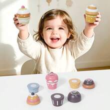 3-5 Years Old Children Wooden Ice Cream Cart Toy Set, With Cake DIY Handmade, Realistic Ice Cream Toys, Kitchen Accessories - Multicolor - View 5