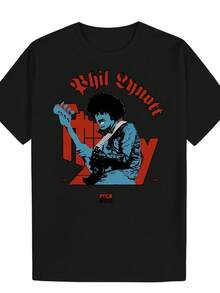 Camiseta unisex con retrato y firma de Phil Lynott, homenaje al rock, ideal para cumpleaños, suave, un artículo de moda casual imprescindible para todas las estaciones, versátil para todas las estaciones, a un precio razonable para el uso diario y un regalo perfecto para fans y amigos, álbum de la Copa Mundial 2026, de gran valor, camiseta para hombre. - Negro - Ver 6