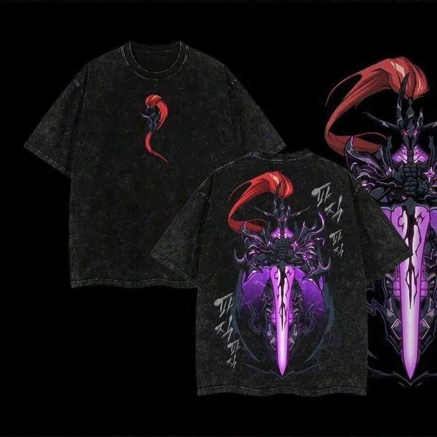 Men's Oversized Vintage Washed Graphic T-Shirt Retro Fantasy Dragon Print Short Sleeve Round Neck Casual Summer Streetwear Loose Fit Comfortable Breathable Tee - Size - 查看 1