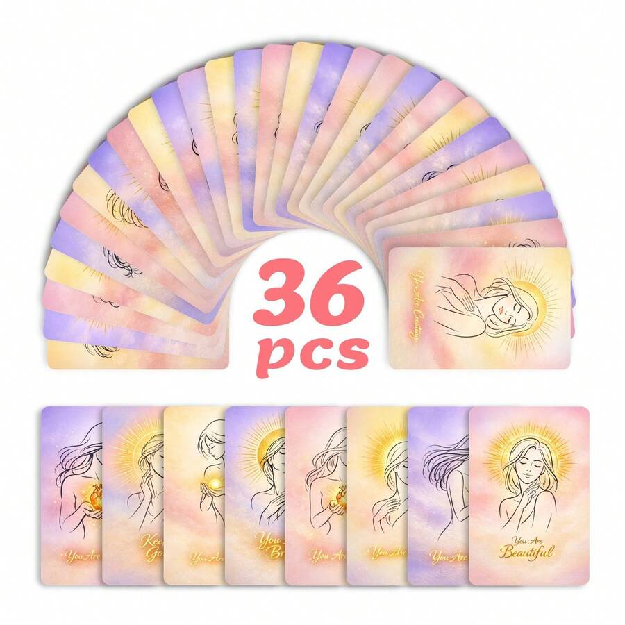 36pcs Self-Affirmation/Inspirational Cards, Card Game To Listen To Inner Voice, High-Quality Desktop Card Game, Valentine's Day And New Year Gift - 0458 - View 1