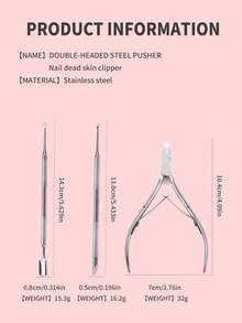 3pcs/2pcs Professional Multi-Function Nail Cuticle Removal Set, Includes Full Jaw Cuticle Pliers, Cuticle Pusher And Gel Nail Remover, Helps You Effectively Clean Nail Cuticles, Remove Nail Gel And Care For Nails, Perfect For Beginners, Nail Enthusiasts And Nail Technicians Who Need Precise And Efficient Cuticle Trimming - Silver - View 11