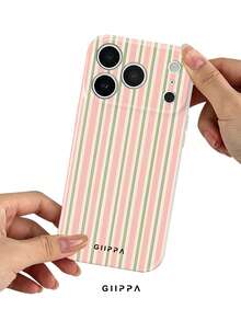 GIIPPA 1pc Macaron Color Striped Pattern Phone 17 Pro Max Case, Suitable For Phone 16 Pro Max, 15 Pro Max, 14 Pro Max, Korean Stylish And Interesting Phone Case, Compatible With 11/12/13/14/15/84 Pro Max Plus, Elegant Design For Both Men And Women, Ideal Gift For Christmas, Valentine's Day, Easter, Wedding Season And Birthday For Girlfriend - Multicolor - View 4