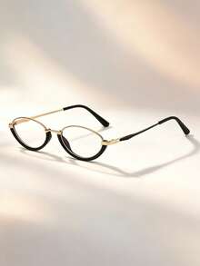 1 Pair Retro Women Metal Oval Clear Lens Glasses, Suitable For Students And Office Workers For Daily Wear - Retro and Elegant - View 8