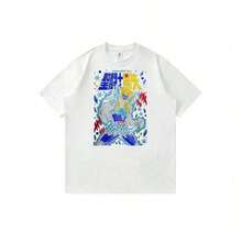 Camiseta unisex de manga corta ligera con estampado de la figura clásica de anime Saint-Seiya-Cygnus-Hyoga. |   Diseño exquisito |   Suelto y cómodo |   Fácil de combinar | - Blanco - Ver 8