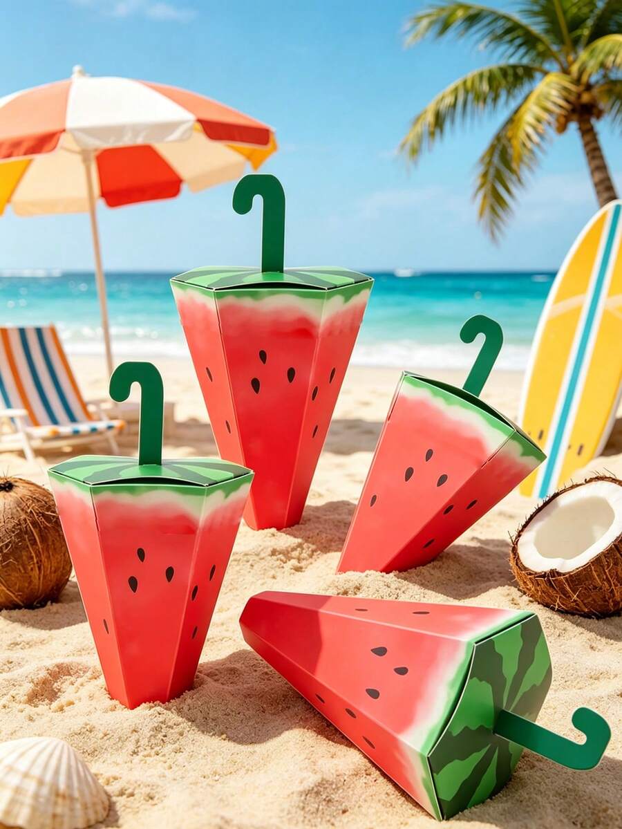 Hộp quà dưa hấu mùa hè 10 chiếc/bộ - Bao bì quà tặng cho tiệc sinh nhật, tiệc bơi, tiệc bãi biển, phù hợp làm hộp quà mùa hè, đồ dùng tiệc chủ đề trái cây, hộp quà mùa hè độc đáo. - Nhiều màu - Xem 1