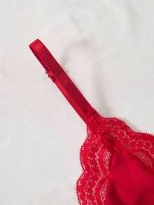 2 piezas Camisón romántico con abertura lateral, decorado con encaje y moño - Multicolor 2 - Ver 5